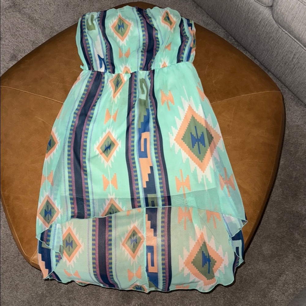 Aztec Print Strapless Dress